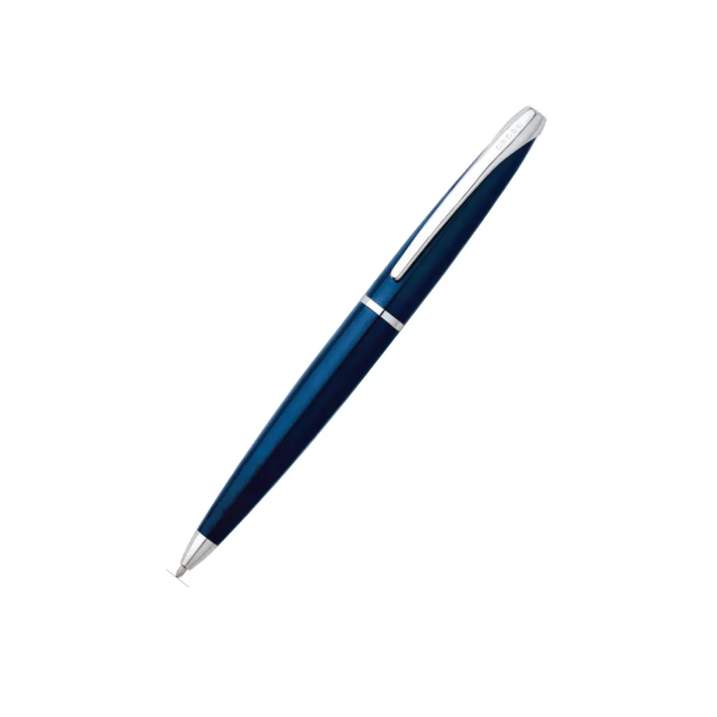 [882-37] Cross ATX Translucent Blue Lacquer with Polished Chrome Appointments Ballpoint Pen