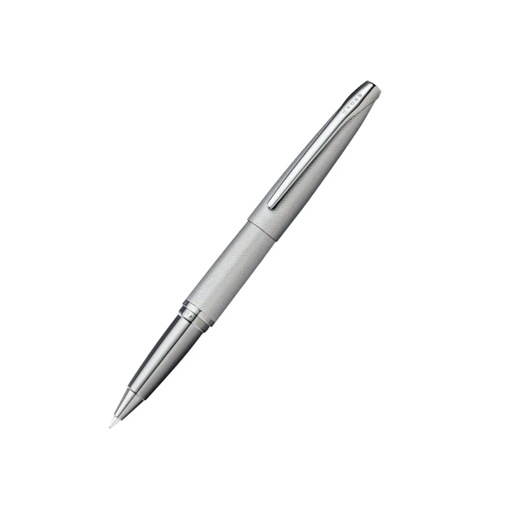 [885-43] Cross ATX Brushed Chrome with Machine-Turned, Diamond-Pattern Engraving with Chrome Appointments Selectip Rollerball Pen